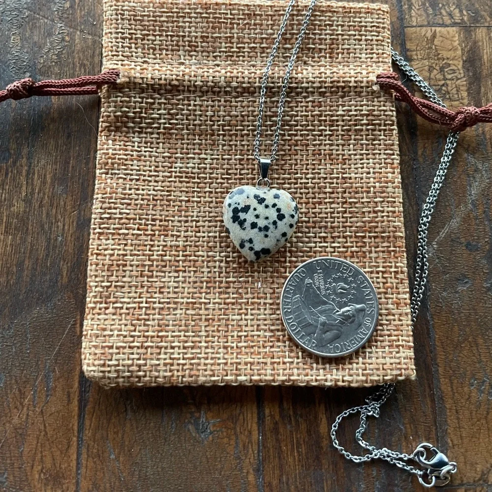 Dalmatian Heart Necklace Dalmatian Necklace Dalmatian Pendant Genuine Crystal
